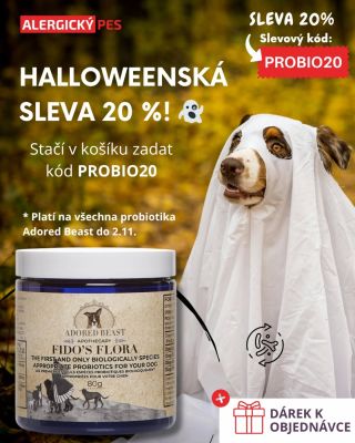 🎃 Halloweenská sleva 20 %! 👻 Dopřejte svému psovi a kočce pořádnou dávku zdraví – teď se slevou 20 % na všechna probiotika...