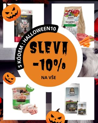 🕸️ Halloweenská sleva 10 % na vše! 👻 Jen do 2. 11. můžete nakoupit úplně všechno se slevou 10 %. Granule, konzervy i...