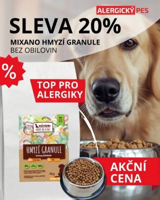 🐶 –20 % na hmyzí granule 🐜 Nejsou to sliby. Jsou to zkušenosti majitelů alergických psů 👇 💬 „Pejskovi chutnají a pomáhají...